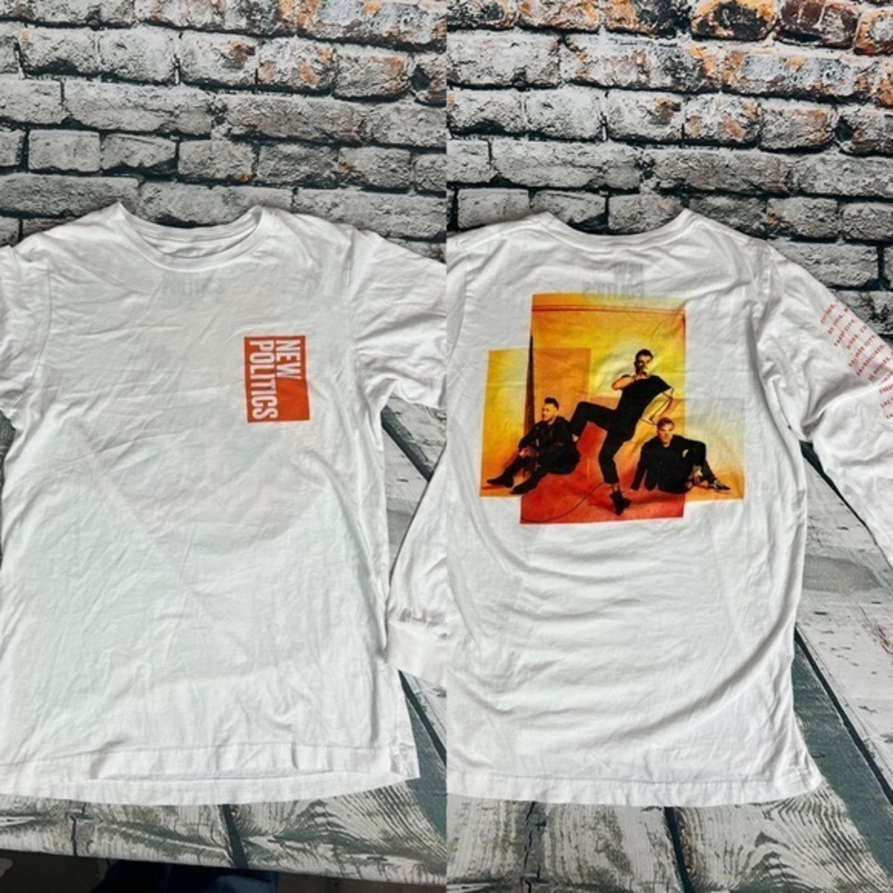New Politics White Long Sleeve Tour Shirt Sz M